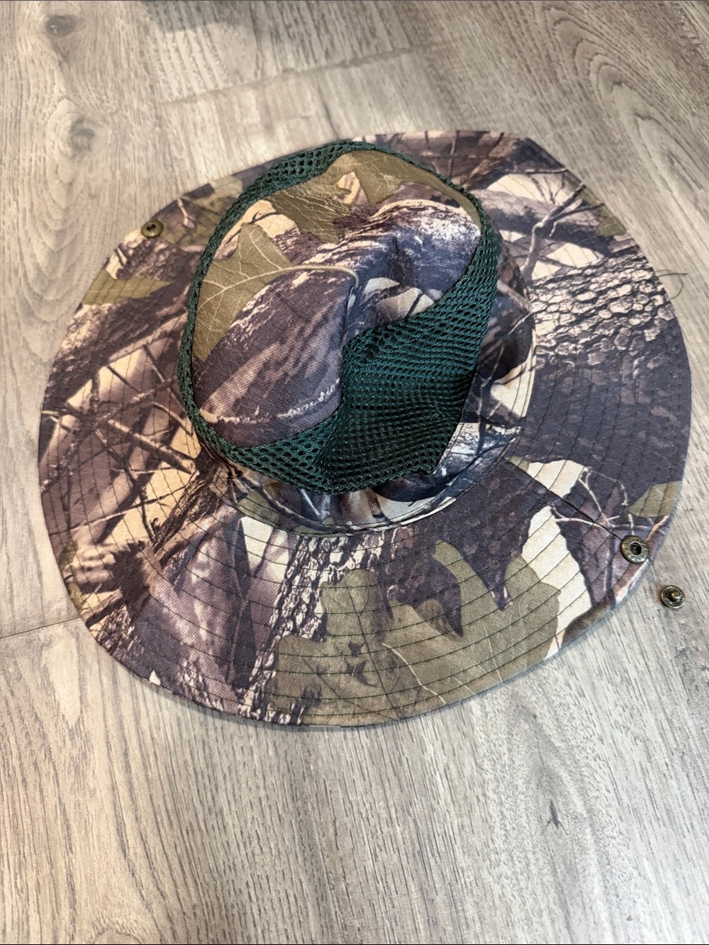 Camouflage Mesh Bucket Sun Hat - Green/Brown
